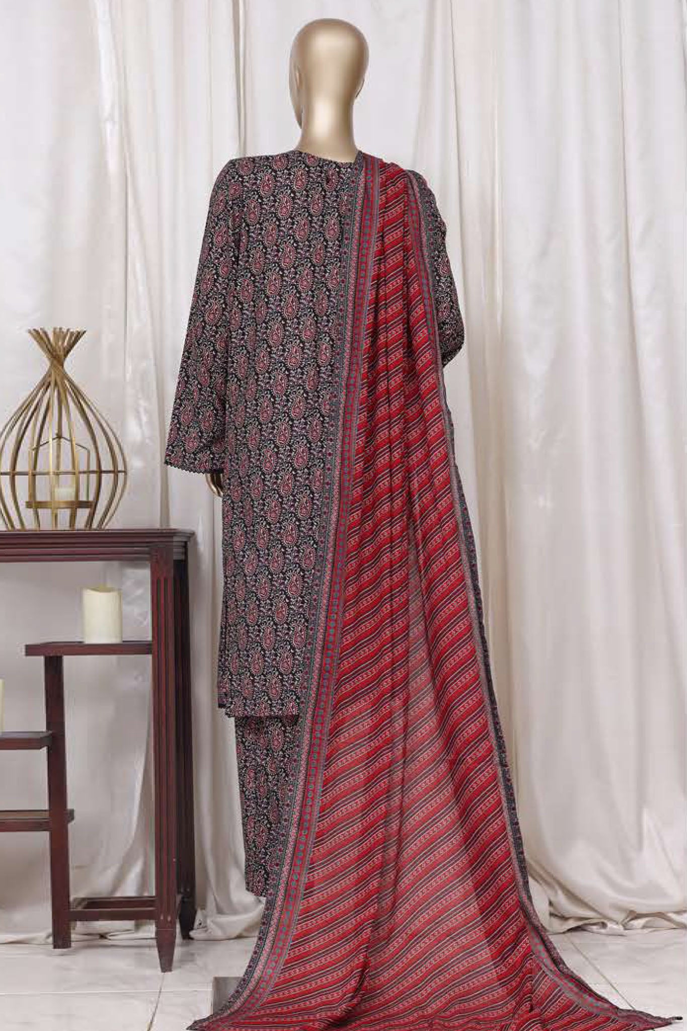 Bin Saeed Stitched 3 Piece Printed Cotton Vol-01 Collection'2025-WC-2375-Black