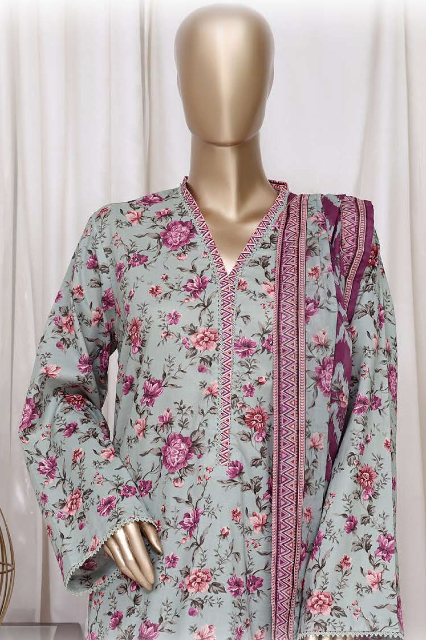 Bin Saeed Stitched 3 Piece Printed Cotton Vol-01 Collection'2025-WC-2376-Mint
