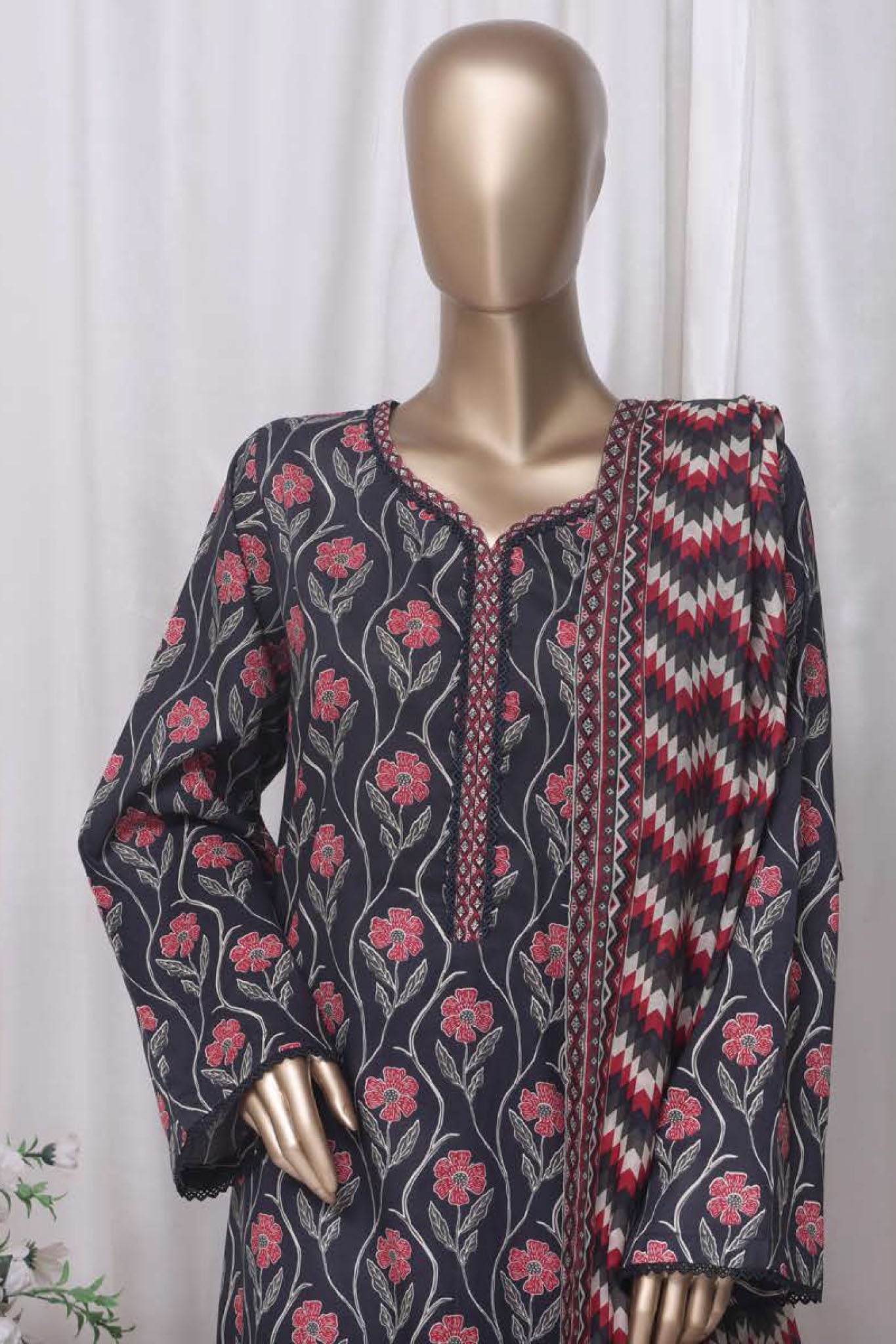 Bin Saeed Stitched 3 Piece Printed Cotton Vol-01 Collection'2025-WC-2378-Black