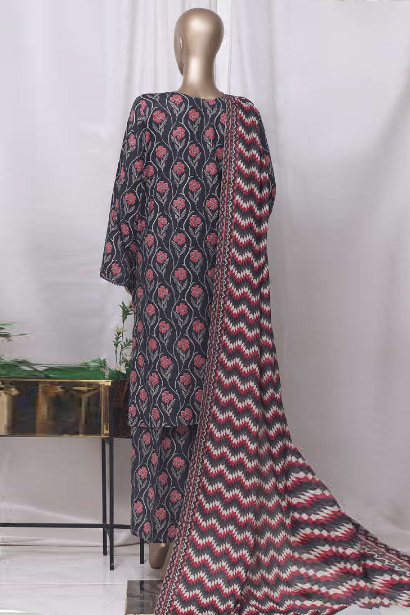 Bin Saeed Stitched 3 Piece Printed Cotton Vol-01 Collection'2025-WC-2378-Black