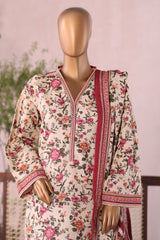 Bin Saeed Stitched 3 Piece Printed Khaddar Vol-03 Collection'2025-WK-2380-Cream