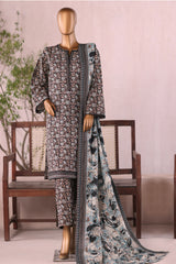 Bin Saeed Stitched 3 Piece Printed Khaddar Vol-03 Collection'2025-WK-2381-Blue