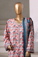 Bin Saeed Stitched 3 Piece Exclusive Printed Khaddar Vol-04 Collection'2025-WK-2390-Pink