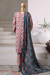 Bin Saeed Stitched 3 Piece Exclusive Printed Khaddar Vol-04 Collection'2025-WK-2390-Pink