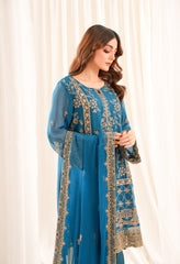 Zouj Unstitched 3 Piece Luxe Chiffon Edit Collection'2025-Azure Elegance