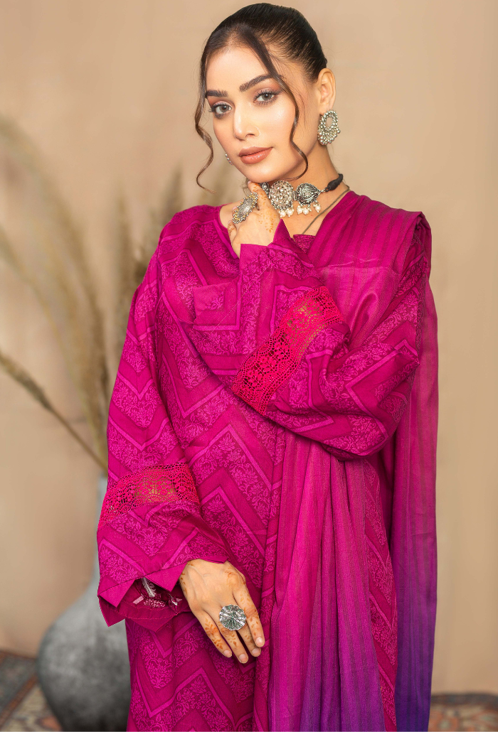 Aangan By Humdum Unstitched 3 Piece Printed Dobby Lawn Collection'2024-D-08