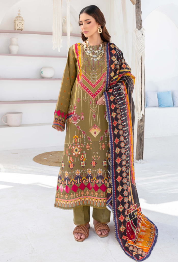 Saira Bano By Humdum Unstitched 3 Piece Emb Lawn Collection'2024