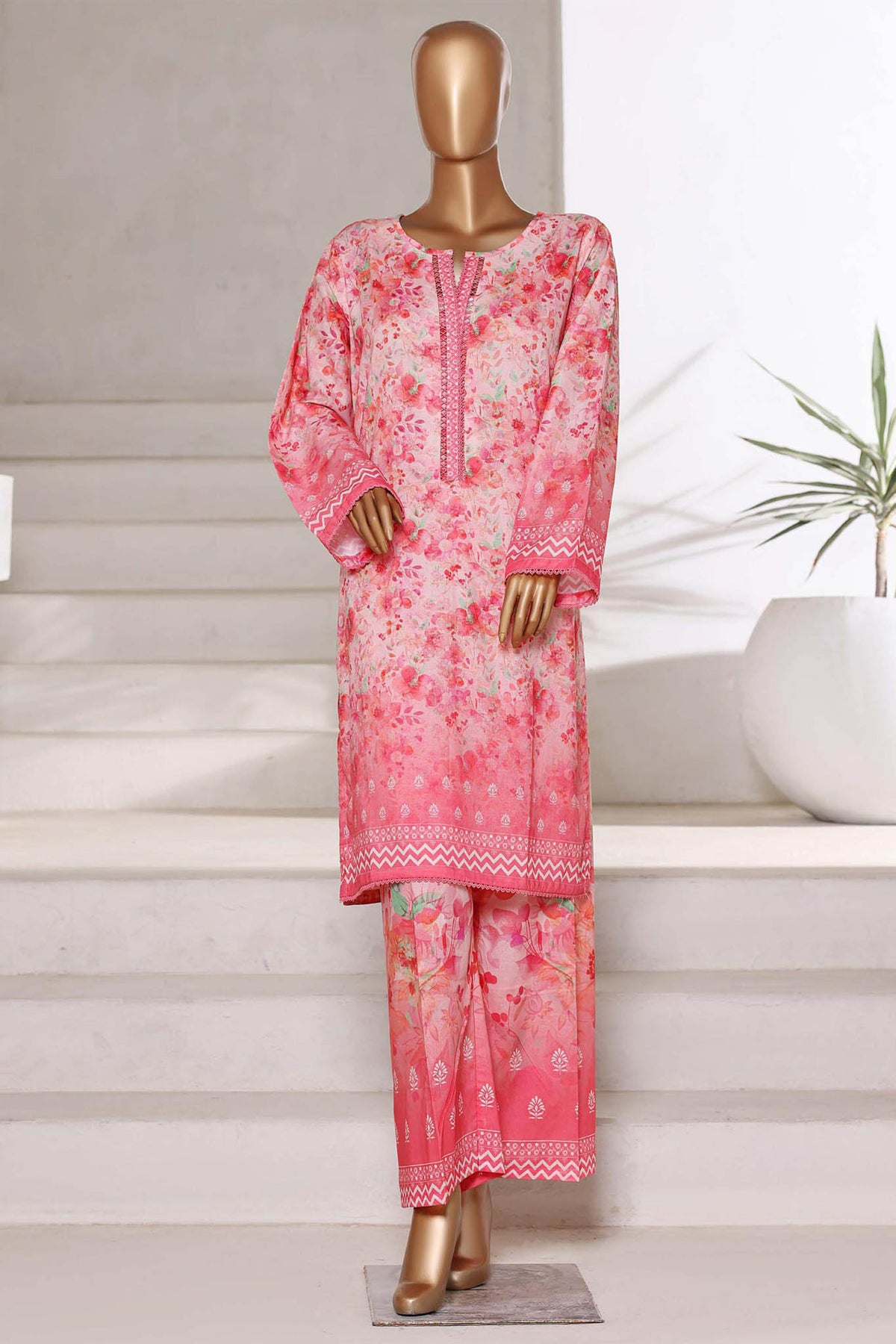 Bin Saeed Stitched 2 Piece Co Ords Cotton Collection'2025-WC-2402-Pink