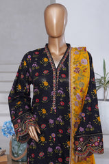 Bin Saeed Stitched 3 Piece Exclusive Emb Chikankari Cotton Collection'2025-WC-2411-Black
