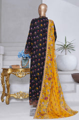Bin Saeed Stitched 3 Piece Exclusive Emb Chikankari Cotton Collection'2025-WC-2411-Black