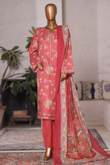 Bin Saeed Stitched 3 Piece Printed Cotton Vol-03 Collection'2025-WC-2420-Orange