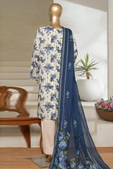 Bin Saeed Stitched 3 Piece Printed Lawn Collection'2025-NSM-2433-White