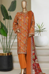 Bin Saeed Stitched 3 Piece Printed Lawn Collection'2025-NSM-2438-Mustard