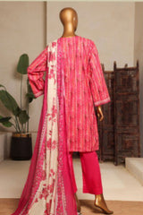 Bin Saeed Stitched 3 Piece Printed Lawn Collection'2025-NSM-2441-Pink