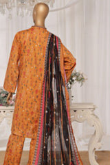 Bin Saeed Stitched 3 Piece Printed Lawn Collection'2025-NSM-2442-Mustard