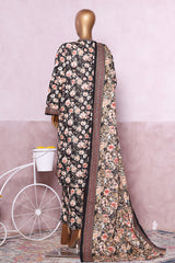 Bin Saeed Stitched 3 Piece Exclusive Printed Khaddar Vol-06 Collection'2025-WK-2446-Black