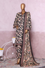 Bin Saeed Stitched 3 Piece Exclusive Printed Khaddar Vol-06 Collection'2025-WK-2446-Black