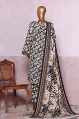 Bin Saeed Stitched 3 Piece Exclusive Printed Khaddar Vol-06 Collection'2025-WK-2449-Black