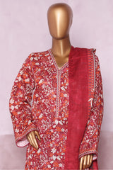 Bin Saeed Stitched 3 Piece Exclusive Printed Khaddar Vol-06 Collection'2025-WK-2451-Red