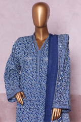 Bin Saeed Stitched 3 Piece Exclusive Printed Khaddar Vol-06 Collection'2025-WK-2452-Blue