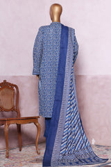 Bin Saeed Stitched 3 Piece Exclusive Printed Khaddar Vol-06 Collection'2025-WK-2452-Blue