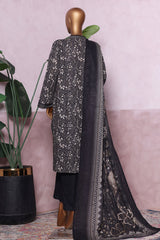 Bin Saeed Stitched 3 Piece Exclusive Printed Khaddar Vol-06 Collection'2025-WK-2453-Black