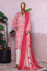Bin Saeed Stitched 3 Piece Exclusive Printed Khaddar Vol-06 Collection'2025-WK-2456-Pink