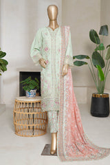 Bin Saeed Stitched 3 Piece Luxury Plain Cotton With Emb Printed Back Collection'2025-NSM-2474-Green