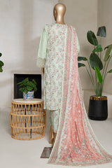 Bin Saeed Stitched 3 Piece Luxury Plain Cotton With Emb Printed Back Collection'2025-NSM-2474-Green