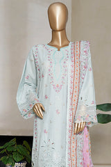 Bin Saeed Stitched 3 Piece Luxury Plain Cotton With Emb Printed Back Collection'2025-NSM-2475-Ferozi