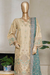 Bin Saeed Stitched 3 Piece Luxury Plain Cotton With Emb Printed Back Collection'2025-NSM-2477-Skin