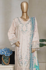 Bin Saeed Stitched 3 Piece Luxury Plain Cotton With Emb Printed Back Collection'2025-NSM-2479-Off White