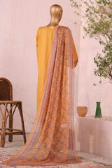 Bin Saeed Stitched 3 Piece Luxury Plain Cotton Collection'2025-LF-2482-Mustard