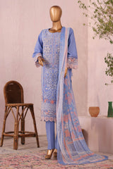 Bin Saeed Stitched 3 Piece Luxury Plain Cotton Collection'2025-LF-2483-Ferozi
