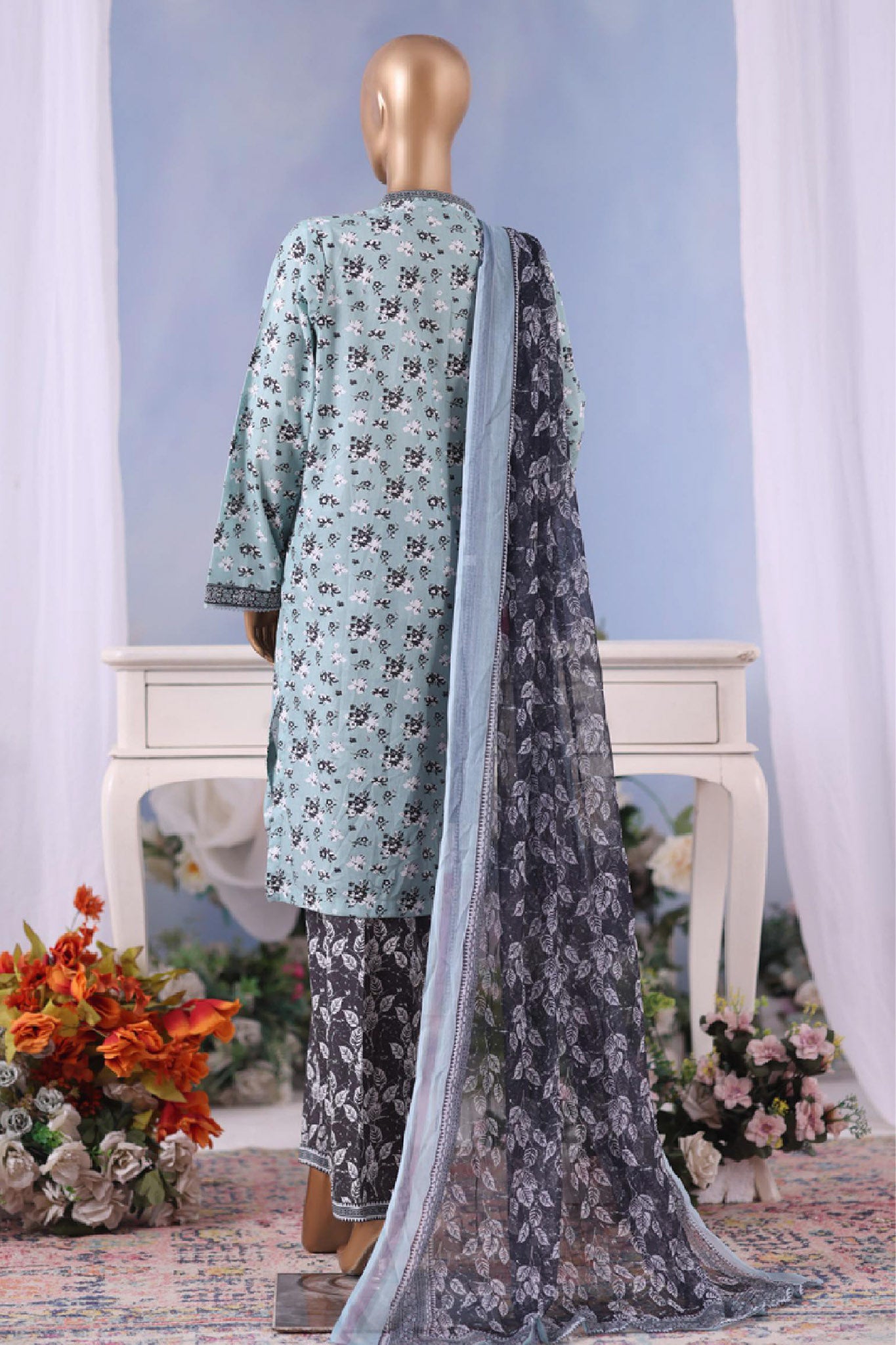 Bin Saeed Stitched 3 Piece Exclusive Printed Cotton Vol-04 Collection'2025-WC-2493-Ferozi