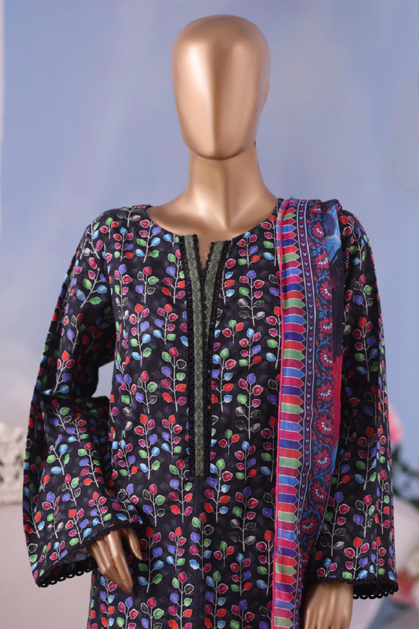 Bin Saeed Stitched 3 Piece Exclusive Printed Cotton Vol-04 Collection'2025-WC-2495-Black