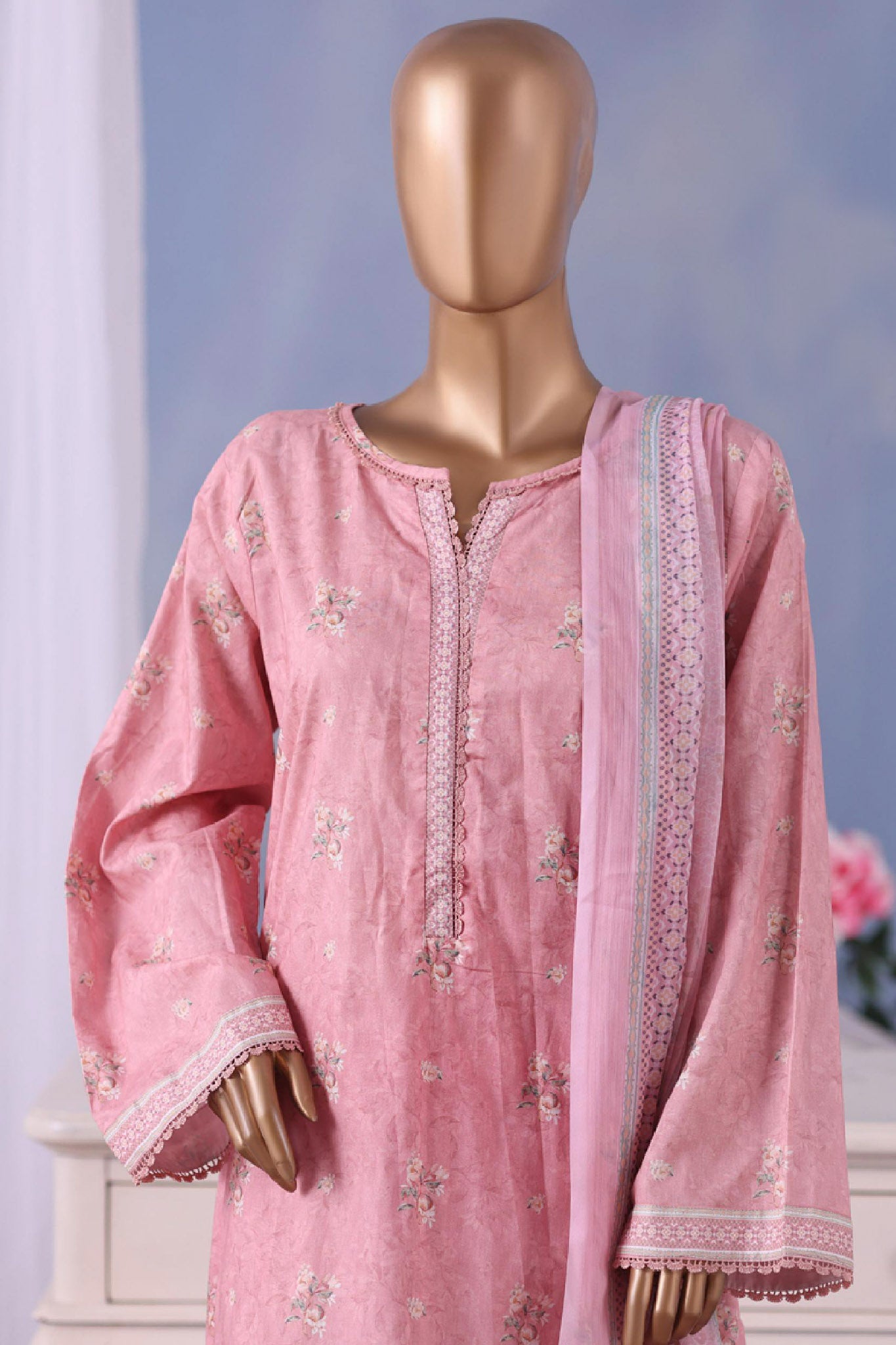 Bin Saeed Stitched 3 Piece Exclusive Printed Cotton Vol-04 Collection'2025-WC-2496-Pink