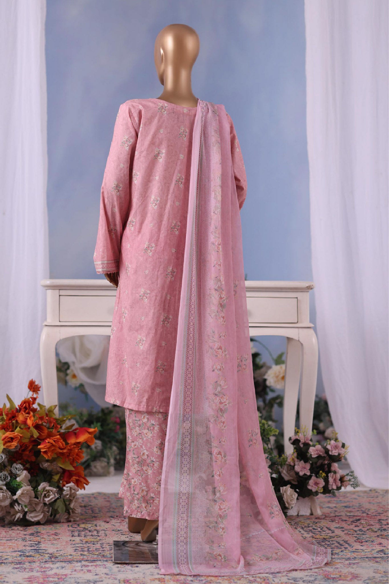 Bin Saeed Stitched 3 Piece Exclusive Printed Cotton Vol-04 Collection'2025-WC-2496-Pink