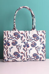 Fineur Canvas Tote Bags Blue Leaf