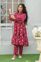 Mahroo Stitched 2 Piece Maxi Summer Collection'2025-T-FRK-006