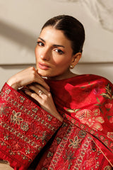 Mistfall By Panache Apparel Stitched 2-3 Piece Emb Cotton Ramadan Edit Suit-Terracotta