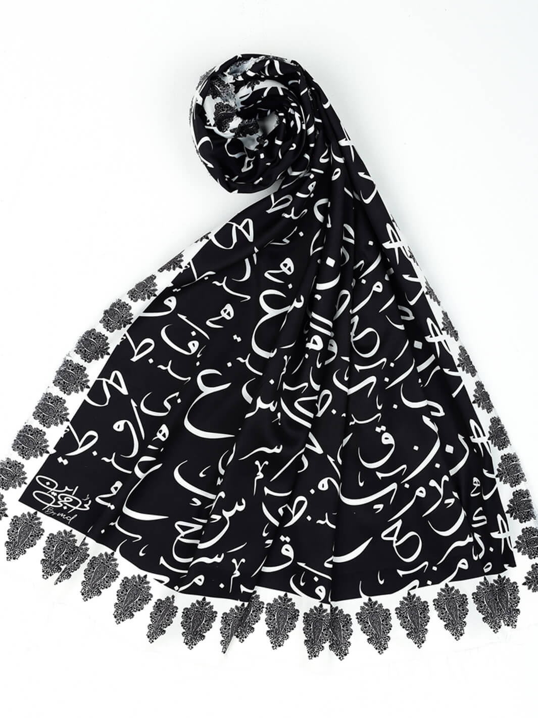 Black Be Qaida Silk Dupatta