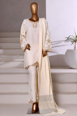 Vybe By Sada Bahar Sititched Co-Ords With Dhanak Shawl Collection'2025-MED-251-Cream