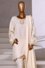 Vybe By Sada Bahar Sititched Co-Ords With Dhanak Shawl Collection'2025-MED-251-Cream