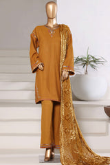 Sada Bahar Stitched 3 Piece Luxury Dhanak With Palachi Shawl Collection'2025-MEP-251-Golden