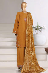 Sada Bahar Stitched 3 Piece Luxury Dhanak With Palachi Shawl Collection'2025-MEP-251-Golden