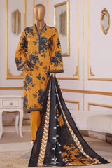 Bin Saeed Stitched 3 Piece Exclusive Printed Khaddar Vol-09 Collection'2025-WK-2517-Mustard