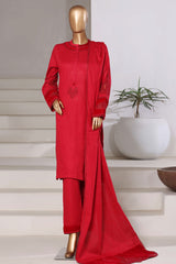Sada Bahar Sitched 3 Piece Premium Cross Texture With Velvet Collection'2025-PWV-251-Red