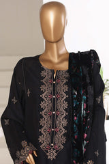 Sada Bahar Stitched 3 Piece Luxury Viscose With Palachi Shawl Collection'2025-MEV-251-Black
