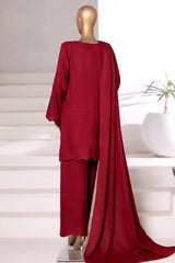 Vybe By Sada Bahar Sititched Co-Ords With Dhanak Shawl Collection'2025-MED-252-Maroon